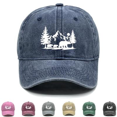 Bílé Lesní Hory Potisk Snapback Sluneční Klobouk, Zvířecí Sportovní Klobouk Jednobarevný Nastavitelný Pásek Vintage Lehký Nastavitelný Baseballová Čepice