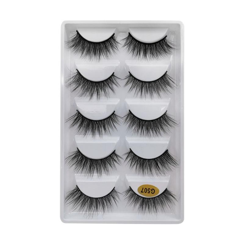 Natural Dense Slender Curling Handmade Fake Eyelash 5Pair Mink False Eyelashes Reusable Eyelash Extension Long Makeup for Beauty