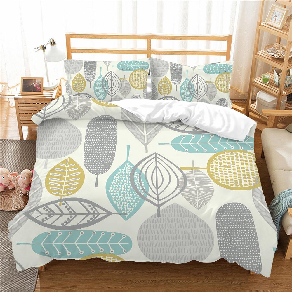 

Домашний текстиль, винтажное покрывало на кровать, костюм с наволочкой, 3D принтом листьев, пододеяльник королевского размера, комплект, украшение для спальни EU Single 135x200cm