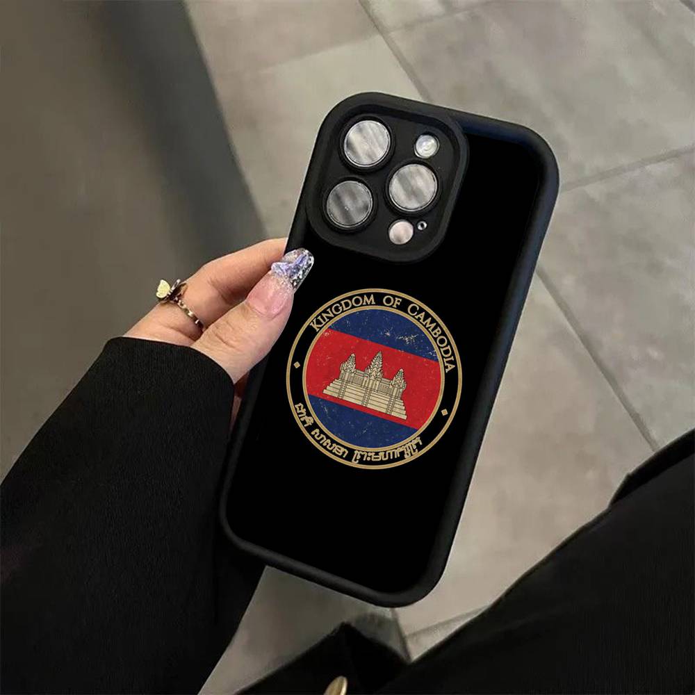 Cambodia Flag Soft Silicone Case For iphone 17 Air 16 15 14 13 12 11 Pro Max Plus Shockproof TPU Phone Cover