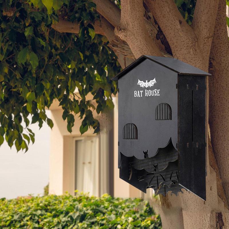 Wooden Bats House Three Chamber Bats Box Stable Decoration Professional Wall Hanging for Garden Land and Roost Yard Outdoor