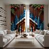 2-piece HD digital blue tie house under the prayer of the home curtain Home decoration style decoration living room bedroom wear