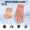 1 Pair Women Winter Gloves Double-layer Thickened Plush Jacquard Knitted Five Fingers Unisex Anti-slip Cold Weather Driving Golfing Skiing Skating