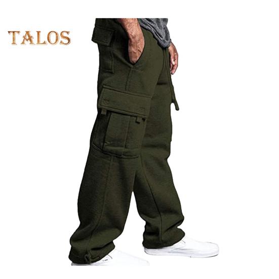 Herr Vår Höst Byxor med Flera Fickor Dragsko Elastisk Midja Vida Ben Plus Size Mjukisbyxor Stretchiga Byxor Enfärgade Lösa Street Style Sport