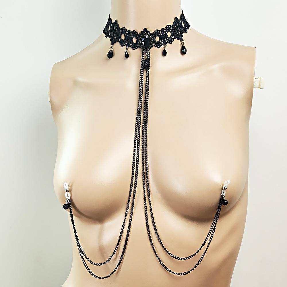 Practical and Sexy Nipple Ring Tassel Necklace Chest Chain Body Chain Summer Nipple Chain Tight Corset Chain Lace Nipple Chain