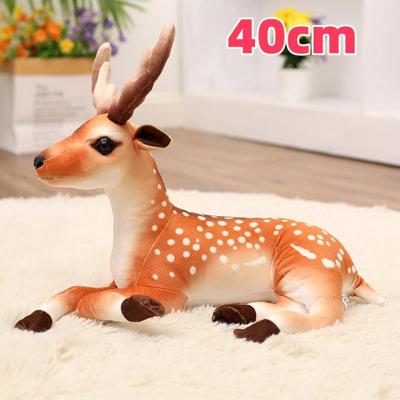 Peluches Cerf Sika de Forêt Réalistes Mignonnes Remplies Debout & Couché Poupée Sauvage Élégante Jolie Décoration de Bureau Cadeau