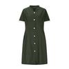 Housekeeping Uniform Dress Womens Button Down Scrub Dresses Short Sleeve Lapel Nursing Shirt Dress with Pockets