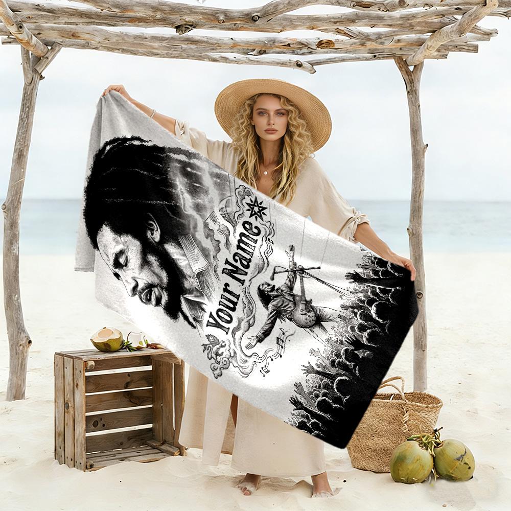 Bob Marley Personalized Text Beach Towel Super Soft & Absorbent Portable for SwimmingBeachCamping Travel Beach AccessoriesGym