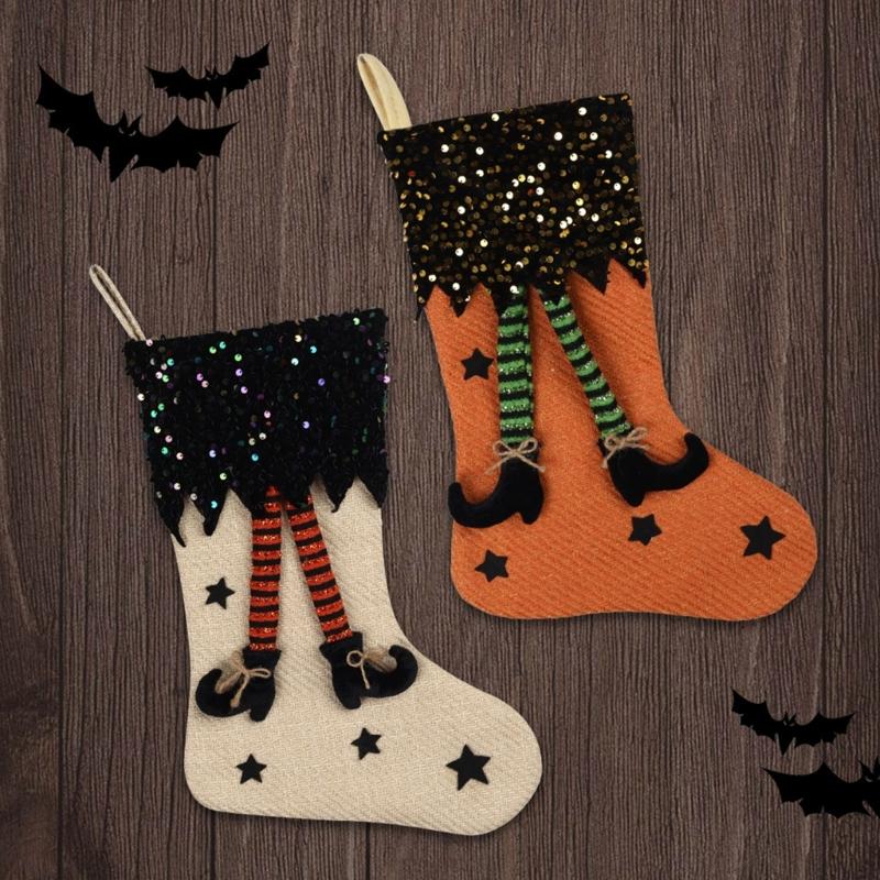 Eye Catching Halloween Themed Sock Unique Halloween Sock with Festival Pattern Soft Socks Ornament for Parties