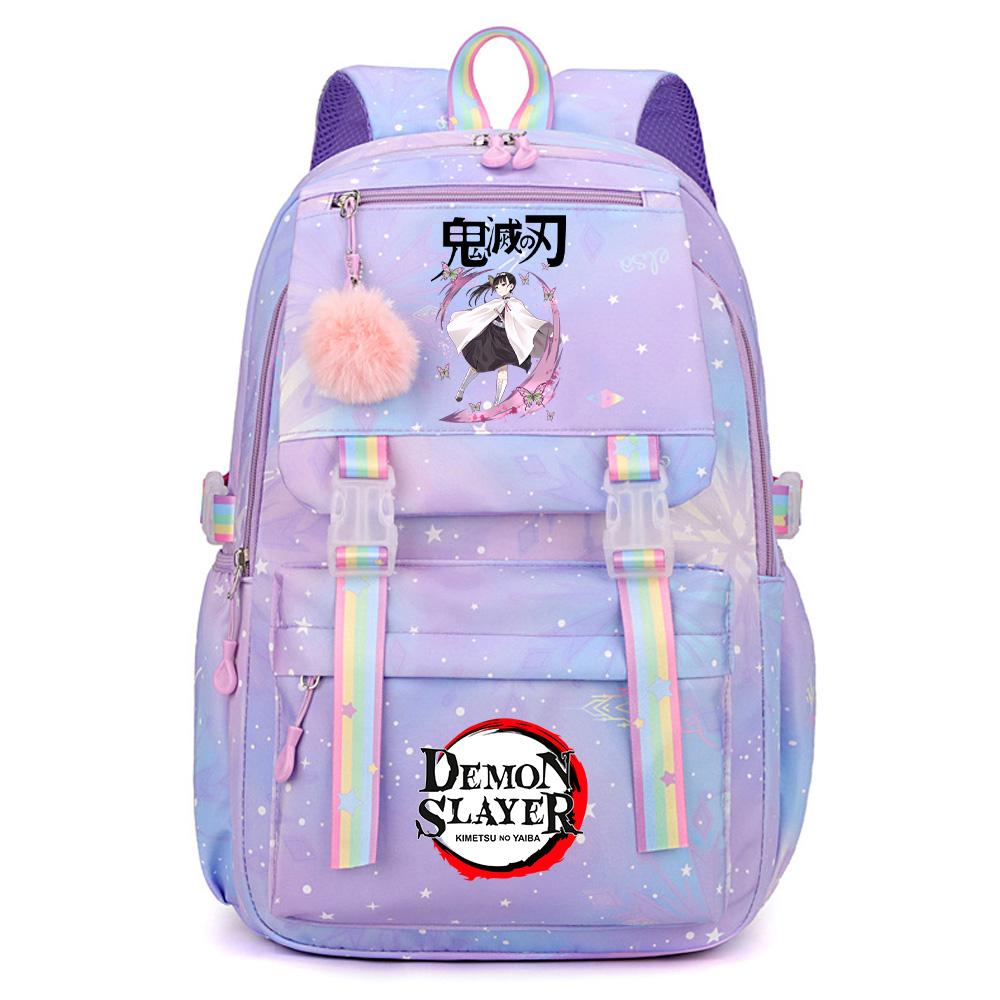 Roztomilý anime batoh s potiskem Demon Slayer pro dospívajícího studenta Školní taška Velkokapacitní Vodotěsná Cestovní taška Dárek