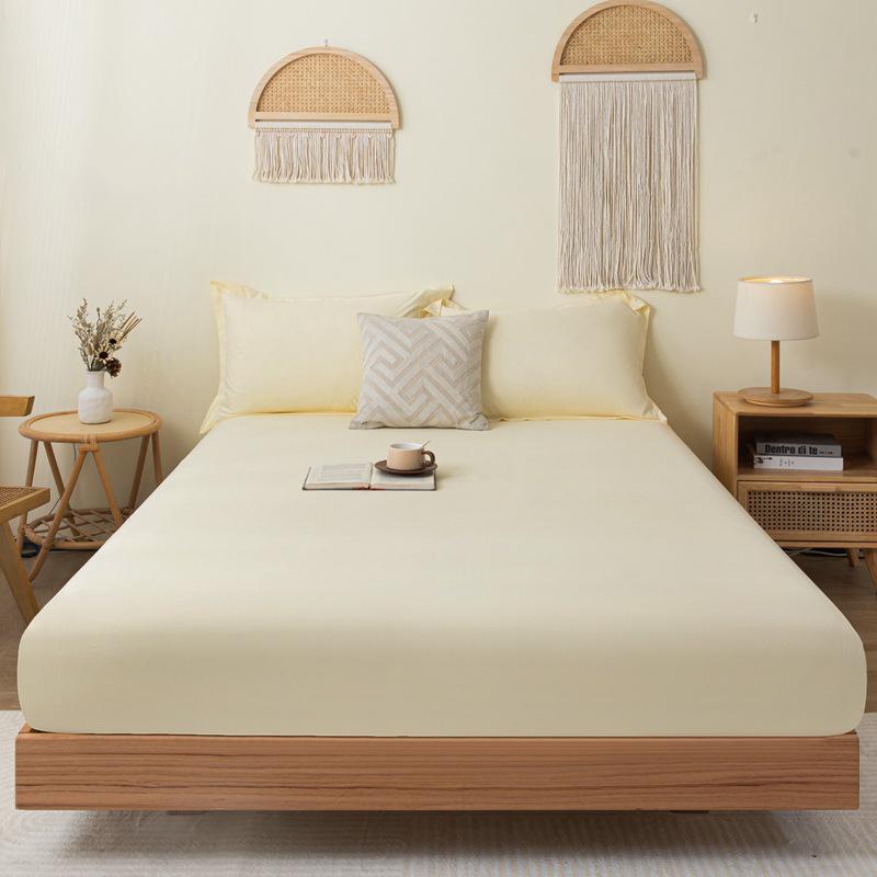 Solid Color Skin-Friendly Cotton Flannel Fitted Bed Sheet Protector