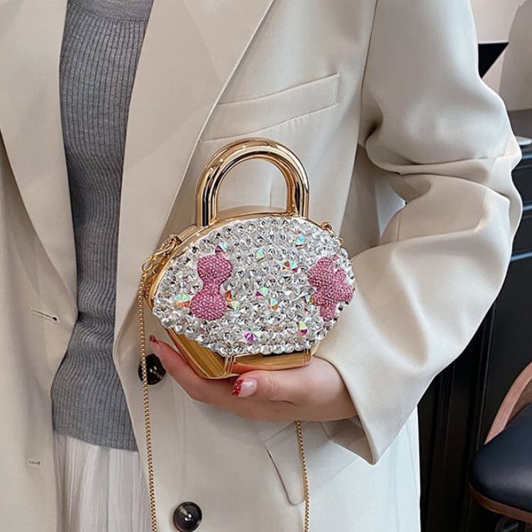 

Мини-вечерняя сумка с замком, инкрустированным бриллиантами, женская сумка