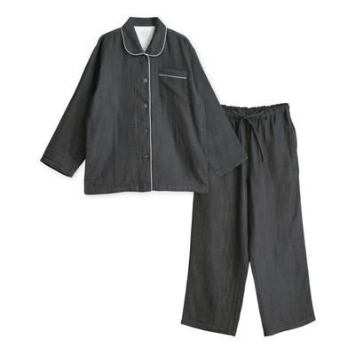 Cotton Triple Gauze Soft and Long Top and Bottom Simple Solid Size Perfect for Spring and Autumn Women's 100% Pajamas, Comfortable, Sleeves, Set,
