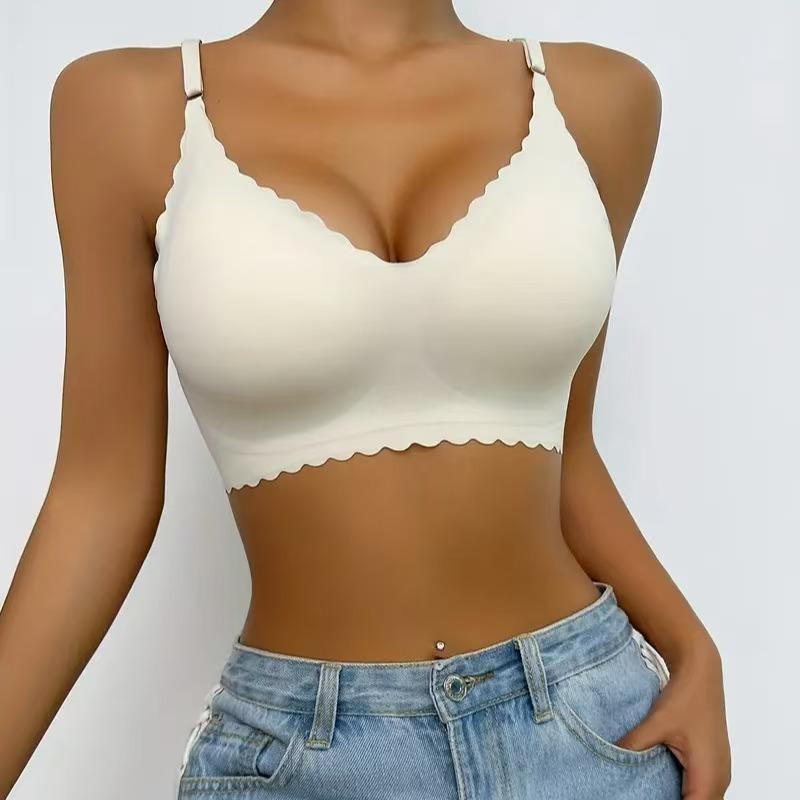 XXL Women's Wave Edge Seamless Bra Wireless Push-Up Bra Sports Yoga Tank Tops S-2XL