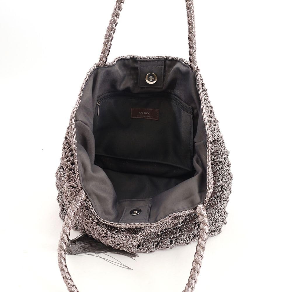 Cuco Metallic Knit Tote Bag 2513112001 Silver (906)