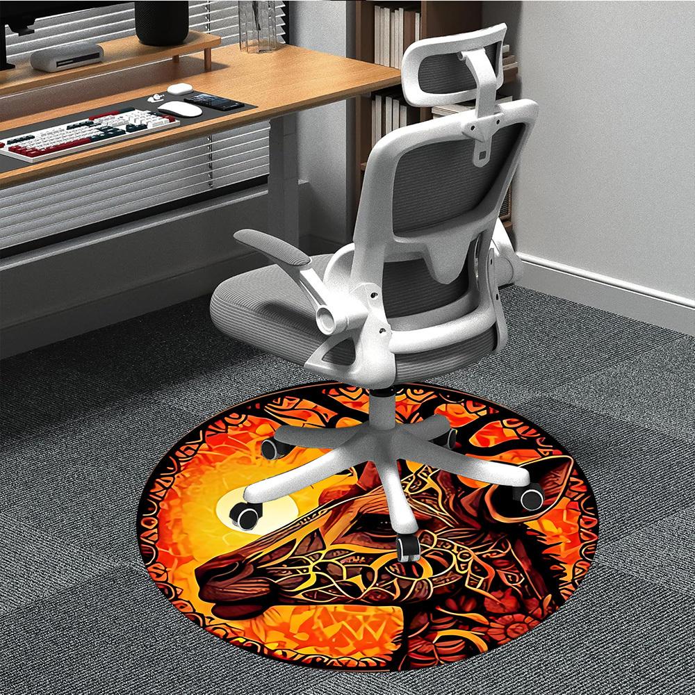 1pc Giraffe Sun Office Round Area Rug, Indoor Mat Suitable For Office, Under Office Chairs Bedroom Living Room Home Decor, Room Deco