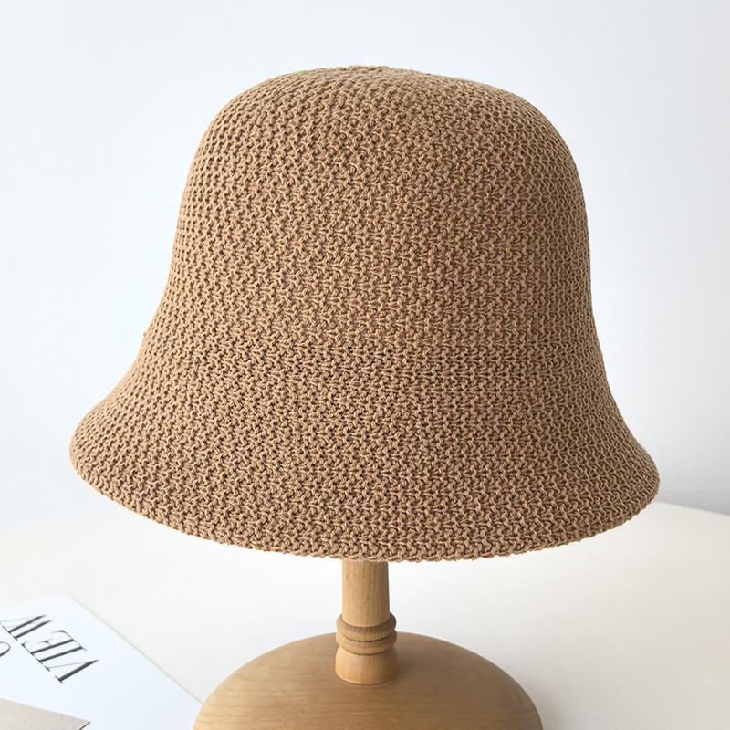 Solid color bucket hat women's spring and autumn breathable sun hat travel sunscreen hat showing washbasin cap foldable
