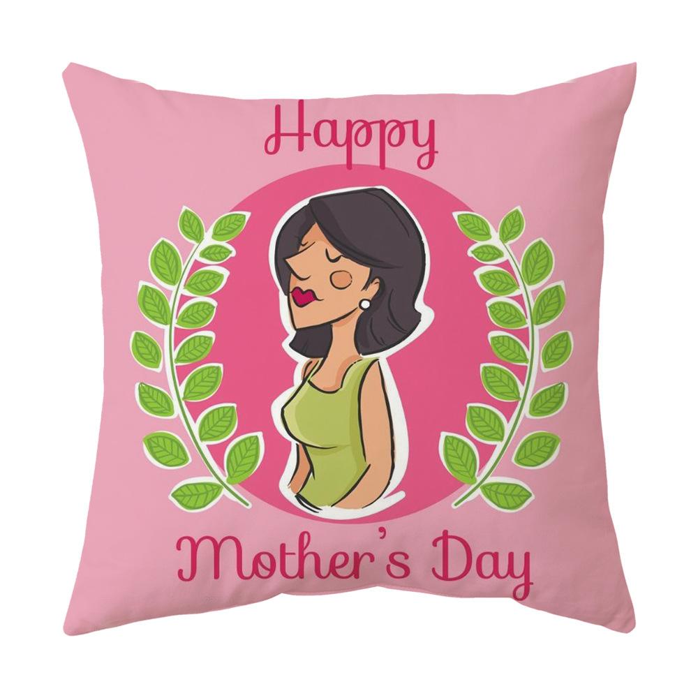 Mother's Day Pillowcase Single-sided Printed Cushion Cover Sofa Pillow Peach Skin Velvet Linen Pillowcase