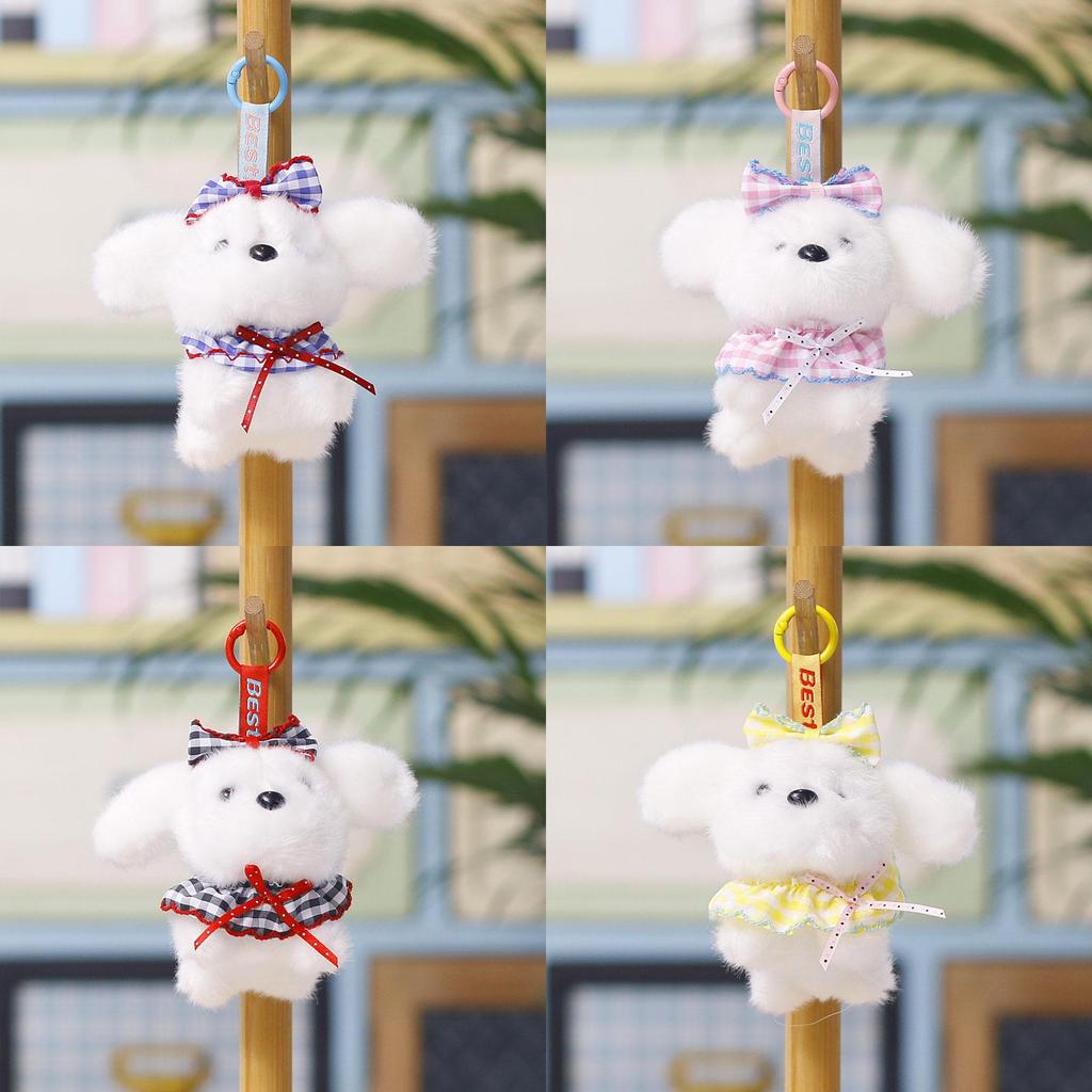 Plush Dog Hanging Toy With Cartoon Design For Wedding Decor And Bag Accessory