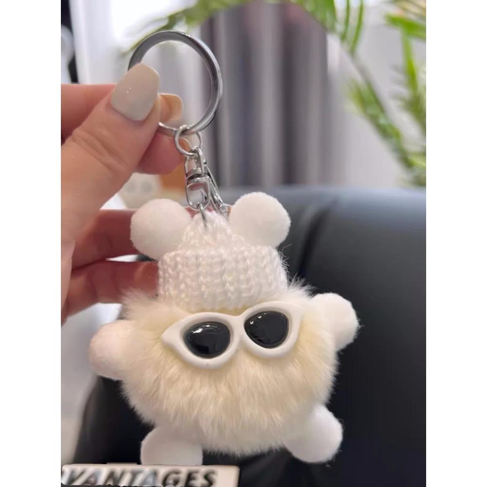 Pufos Păr de Iepure Rex Mică Minge de Cărbune Pandantiv pentru Geantă Geantă de Școală Păpușă cu Ochi Urâți Pandantiv Păpușă de Desene Animate Breloc Auto