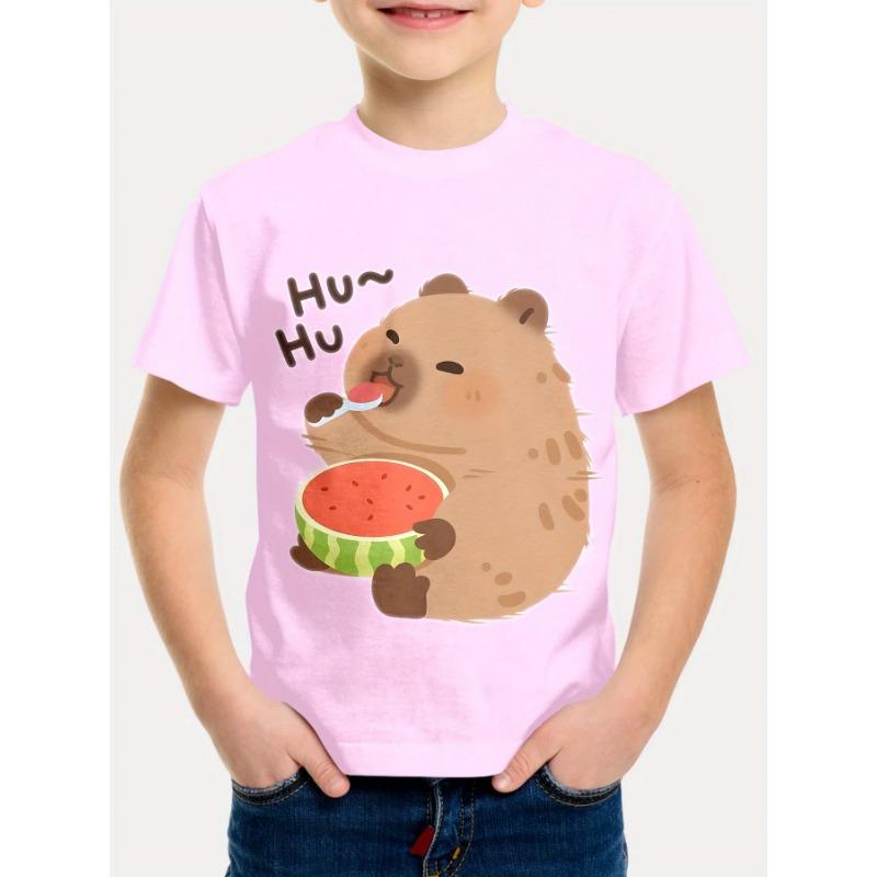 Capybara Children's T-Shirt Tops 3D Print Kids Clothes Boys T-Shirt Short Sleeve Tee Summer T-Shirt for Boy Cartoon Girl Clothes