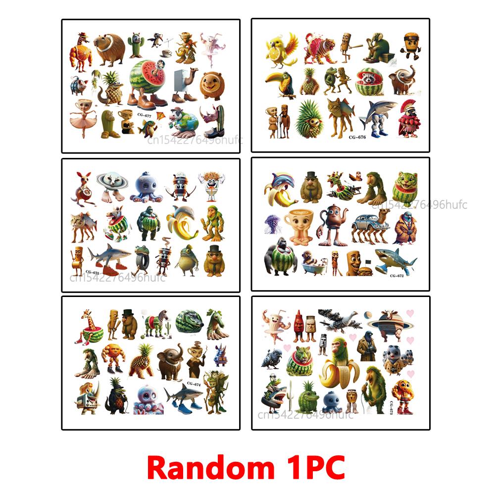 6/3/1Pcs Tung Tung Sahur Abstract Animal Tattoo Stickers Italian Brainrot Funny Temporary Tattoo Body Art Tattoo Stickers Toys