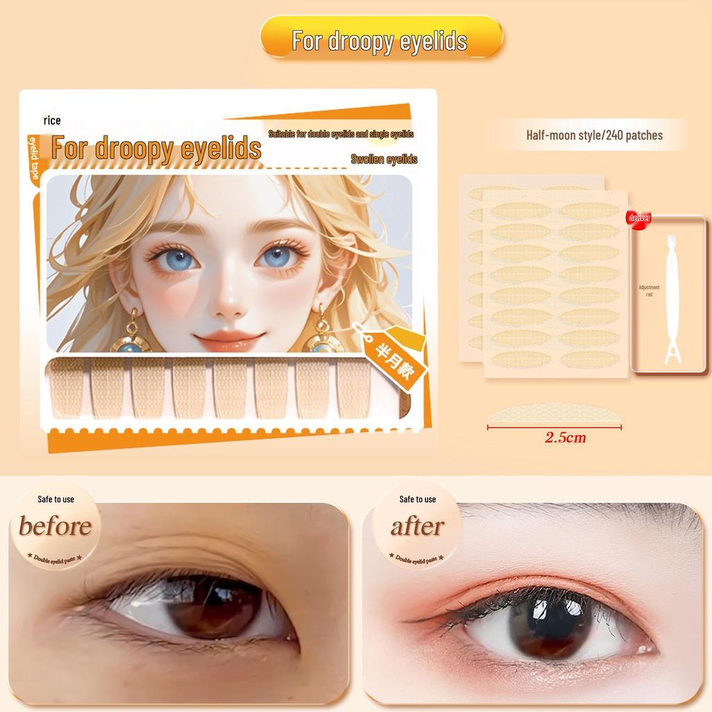 Lace Double Eyelid Tape: Invisible, Natural, Long-lasting Shaping. Prevents Drooping, Enhancing Bigger Eyes Effortlessly.