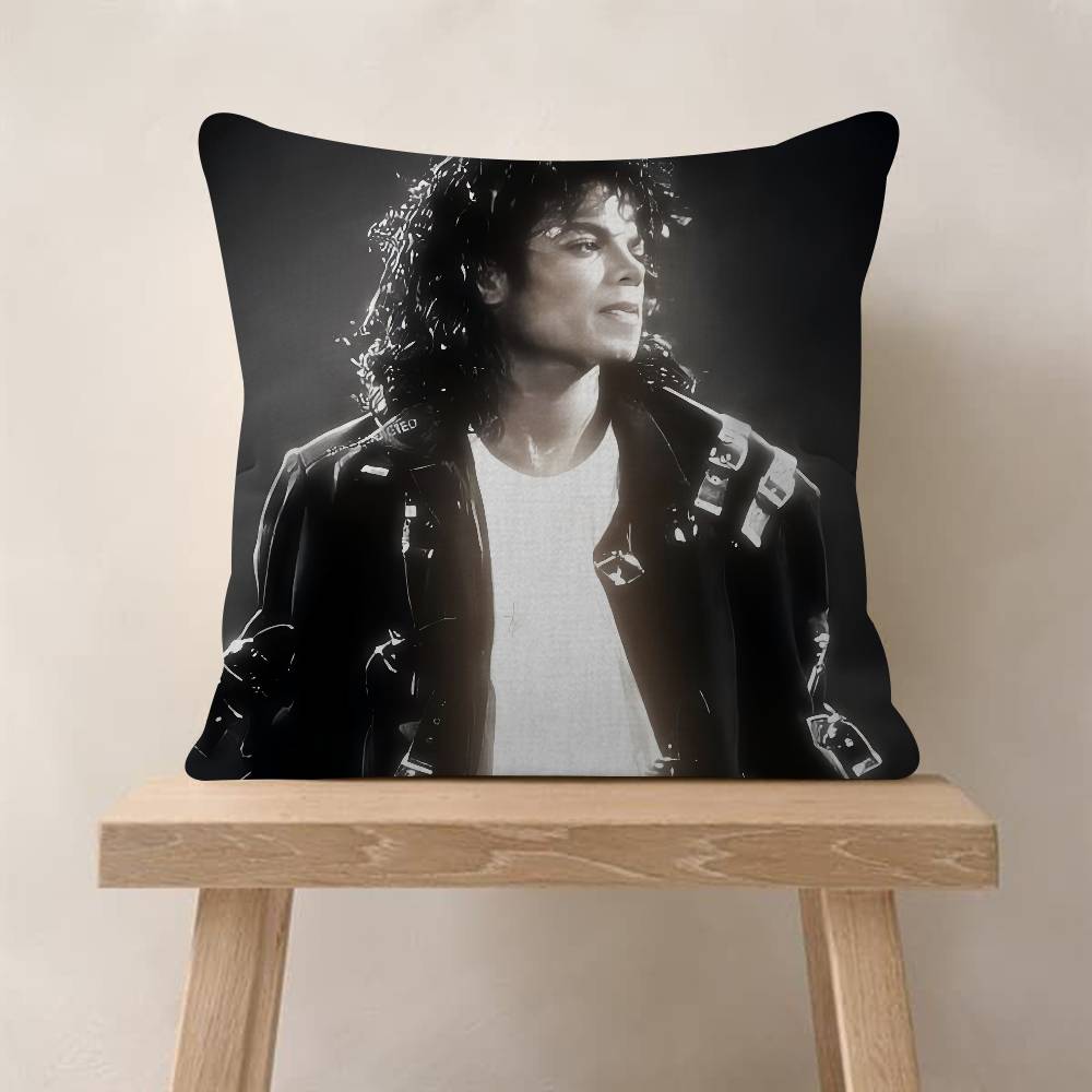 Superster Michael J-Jackson Kussenhoes Auto Plaid Kussenhoes Voor Bank Auto Kerstcadeau 40X40Cm 45X45Cm Peach skin 18*18(CM)-1Pcs gray