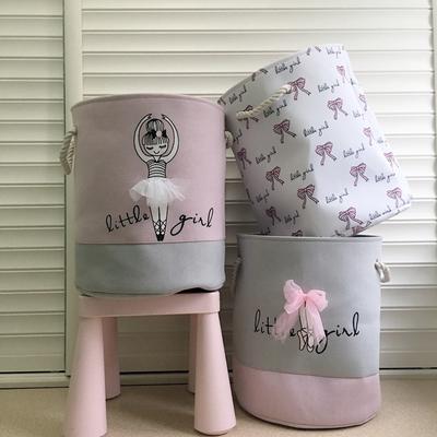 Lovely Girl Canvas Dirty Clothes Basket Home Bathroom Clothes Storage Basket