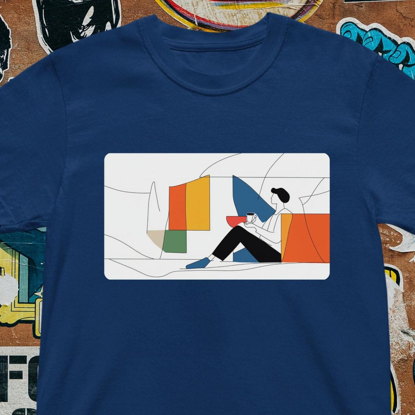 Minimalist Reading Art T-Shirt - Modern Abstract Geometric 3XL