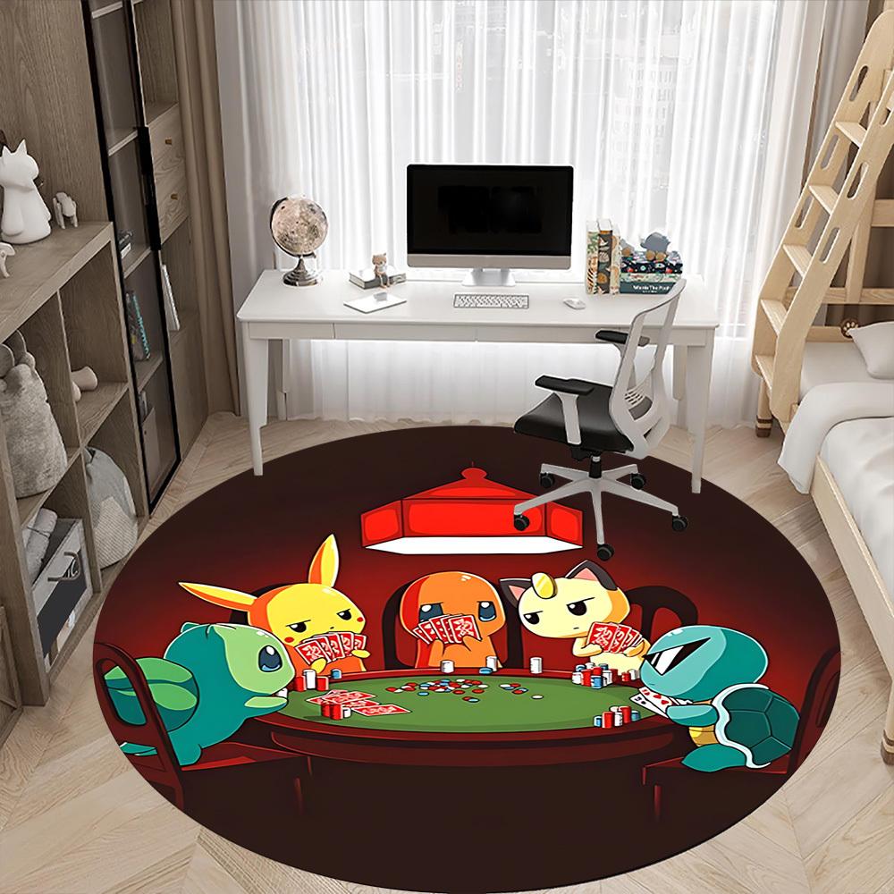 1pc Pokemon Characters Party Office Round Area Rug, Under Office Chairs Bedroom Living Room Home Decor  A1022275