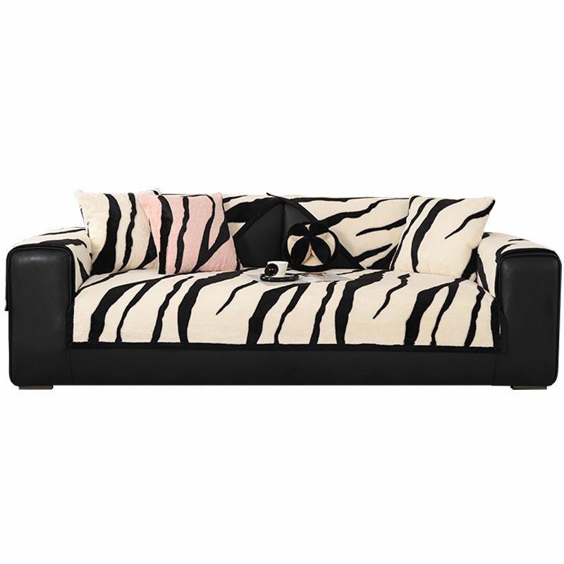 Zebra Pattern Plush Sofa Cushion Nordic Style Fashion Sofa Cover Non-slip Thickened Warm Seat Cushion