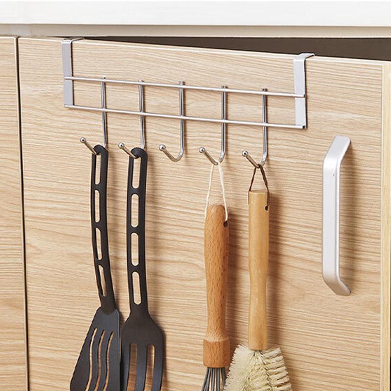 No Drill Over Door Hooks 5 Hooks Heavy Duty Organizer Space-Saving Wall Hanger For Coat Key Towel In Closet Bedroom Hallway