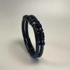 Men's Braided Leather Bracelet: Genuine Leather, Magnetic Clasp, Double-Layer Beaded Vintage Style
