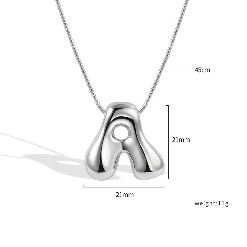 VENTFILLE 925 Sterling Silver 26 Letters Necklace For Women Gift Smooth Cute Balloon Jewelry Accessories Dropshipping Wholesale