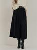 MAXZA Wool Blend Double-Pleated Volume Back Elastic Culottes