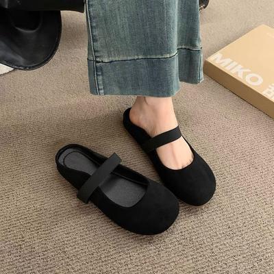 Retro Inner Height-increasing Women's Shoes Spring 2025 New Fashion Niche Mary Jane Lazy Bag Head Half Slippers Tide