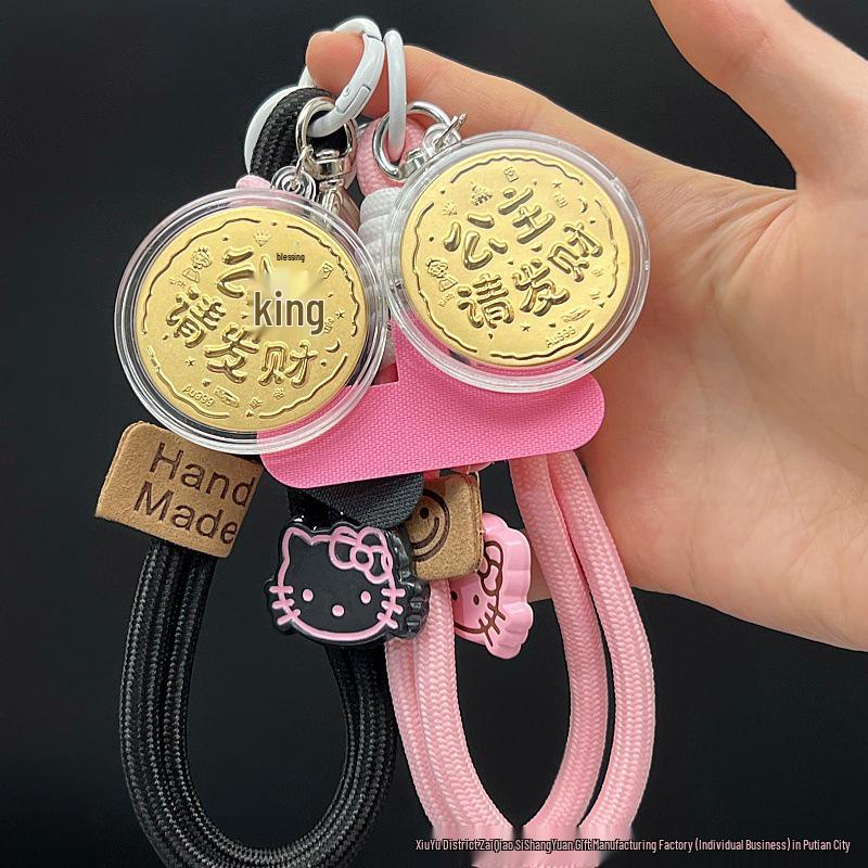 Gold Coin Princess Pendant: Cute 3D Cartoon Lanyard & Keychain Decoration
