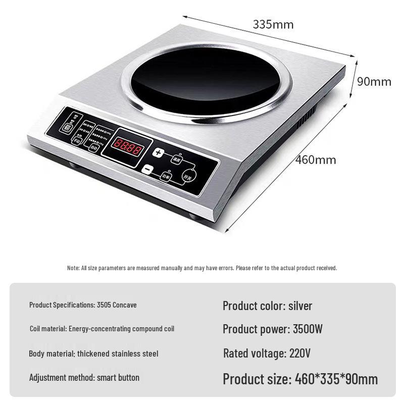 Aragaz cu inducție comercial de înaltă putere 3500W din oțel inoxidabil pentru wok