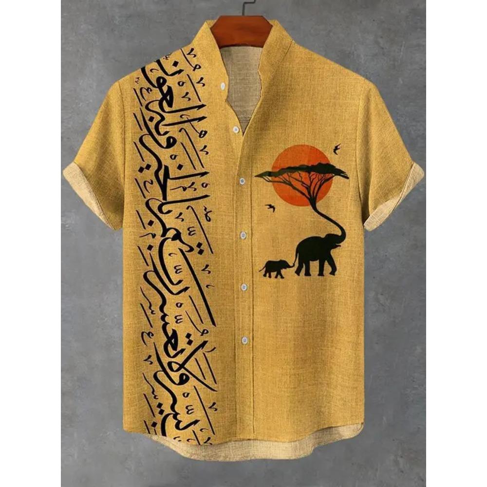 Camicia Estiva da Uomo a Maniche Corte con Stampa 3D, Camicia Casual da Uomo Street Hip-hop a Maniche Corte