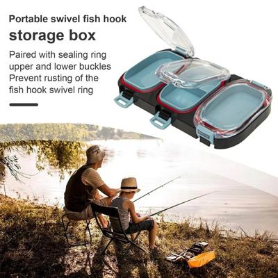 Magnetischer Angelgerät-Organizer mit 3 Fächern, kleiner Angelköder- und Köder-Aufbewahrungsbehälter, Angelgerät-Tablett-Box