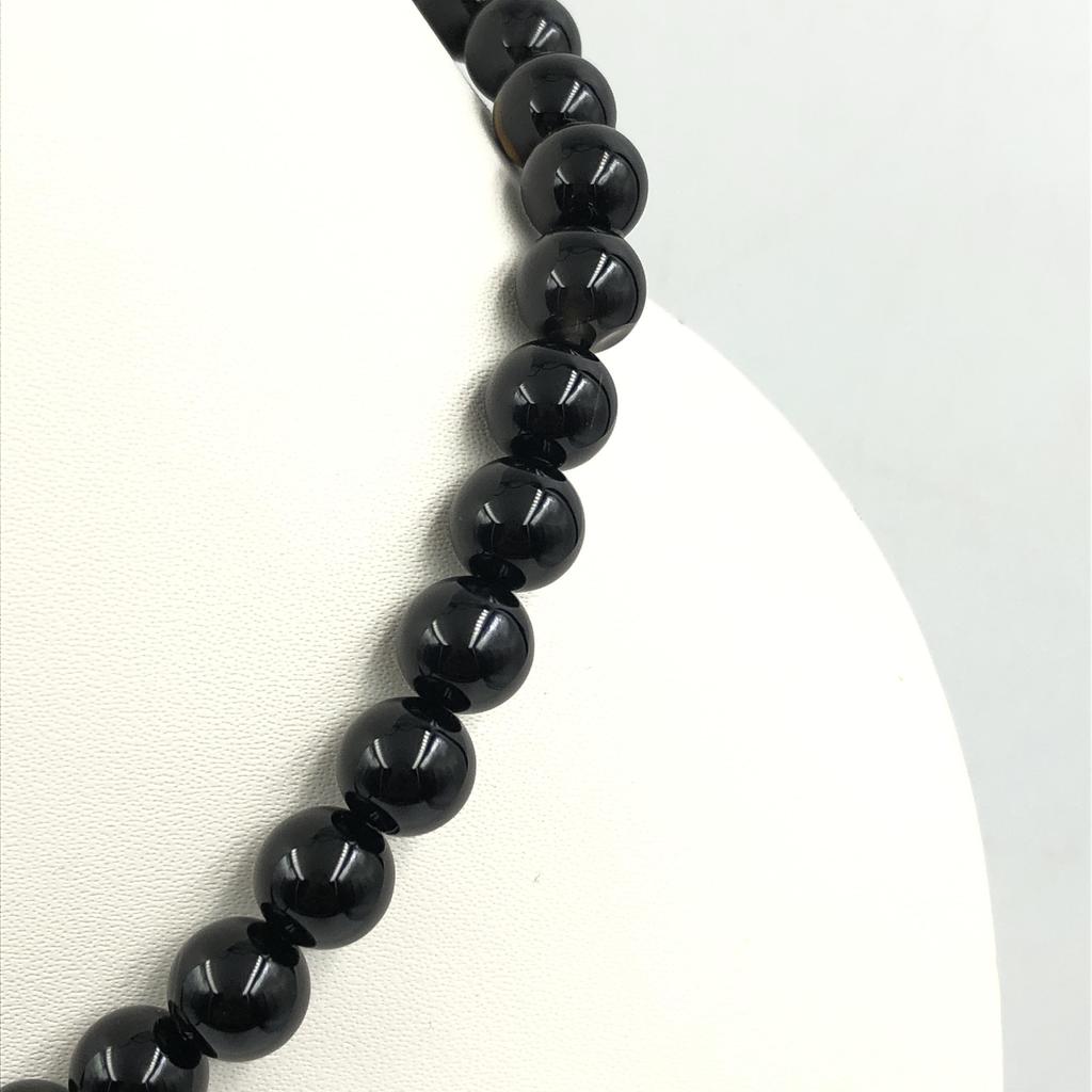 8mm Natural Black Onyx Gemstone Round Beads Choker Handmade Black Stone Necklace 17-20" For Wedding/Birthday 8BN-48
