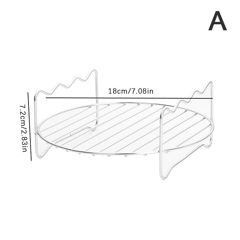 Stainless Steel Airfryers Double Layer Rack Versatile Round Roasting Rack Grill Rack With Skewers Baking Tray Airfryers Holder