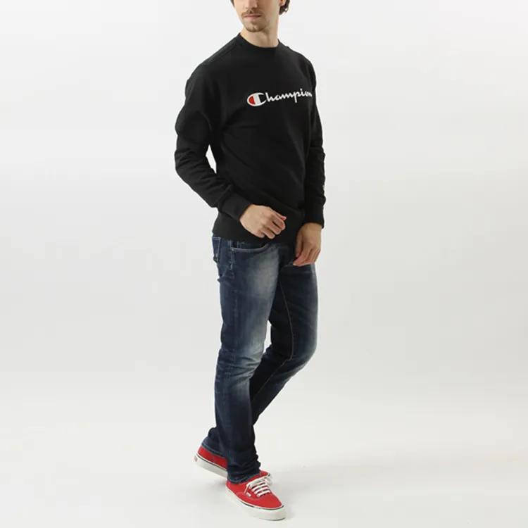 Champion Script Logo Fleece Lined Pullover Crew Neck Sweatshirt Japan Version Unisex Black (Unisex) Sweatshirts
