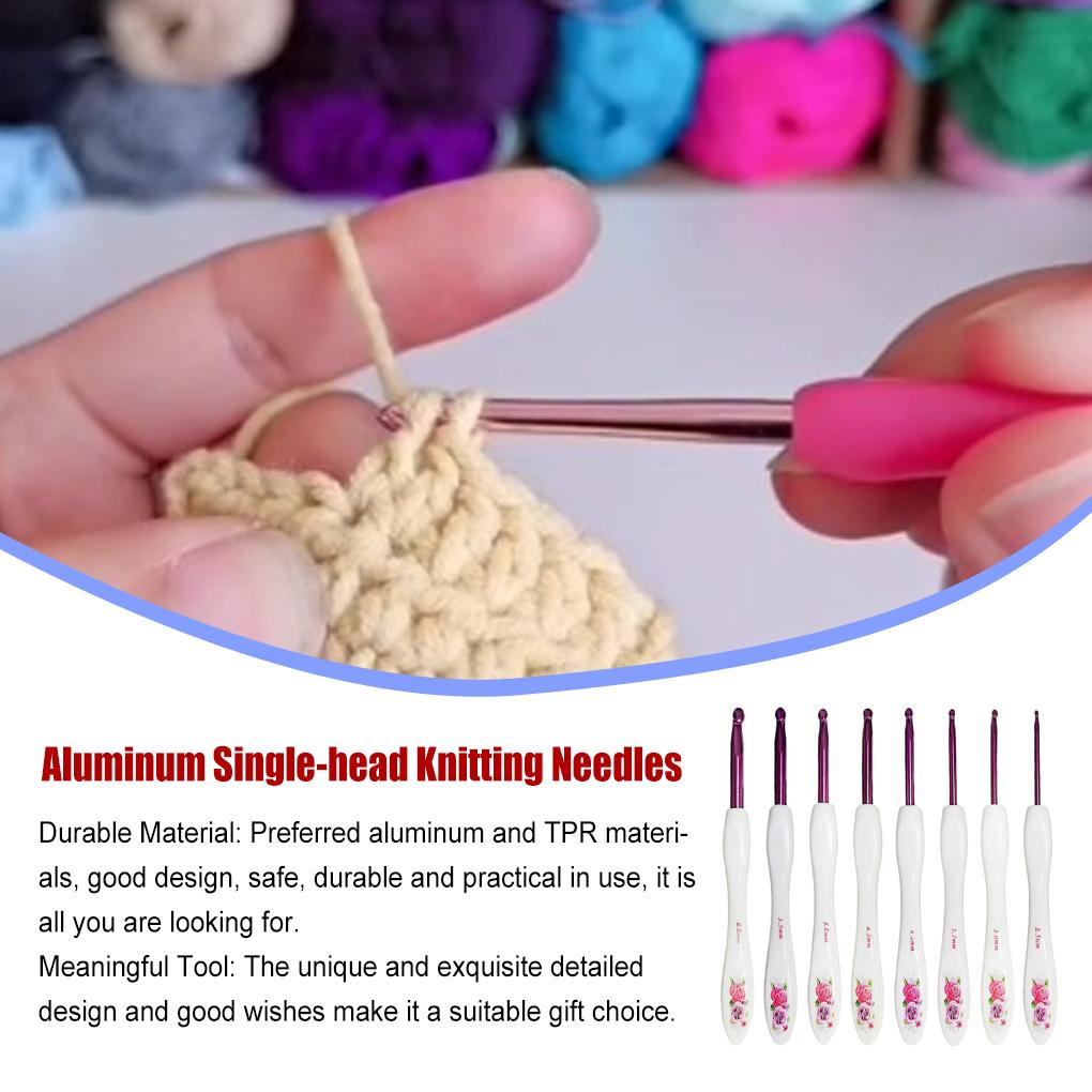 8 Pieces Crochet Hooks Set DIY Braid Craft Single-head Sewing Supplies Household Accessory Printing Weaving Tools for Bag Use