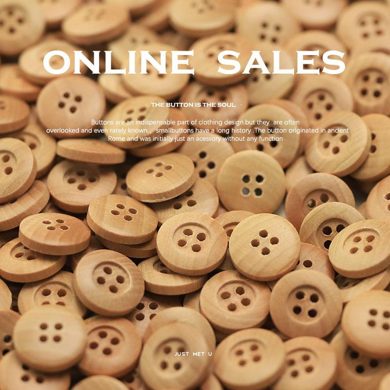 5Pcs Wooden Four-Eye Button Knitted Cardigan Shirt Sleeve Collar Buttons Children'S Clothing Versatile Clothes Decorative Wooden Buttons
