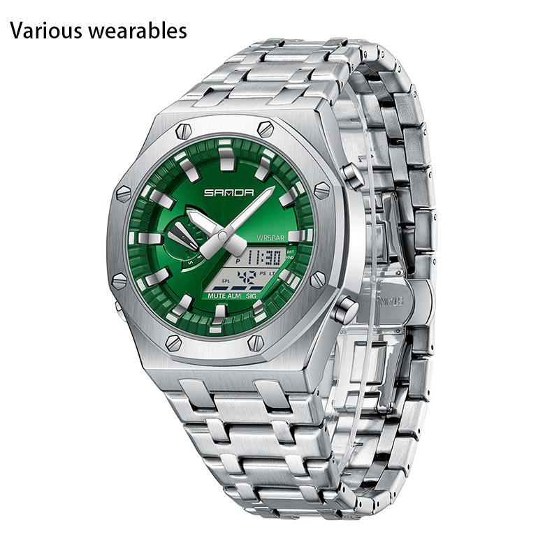 

Новые электронные часы из стали с подсветкой Trend Cool Man Alarm Clock Multifunction Electronic Watch