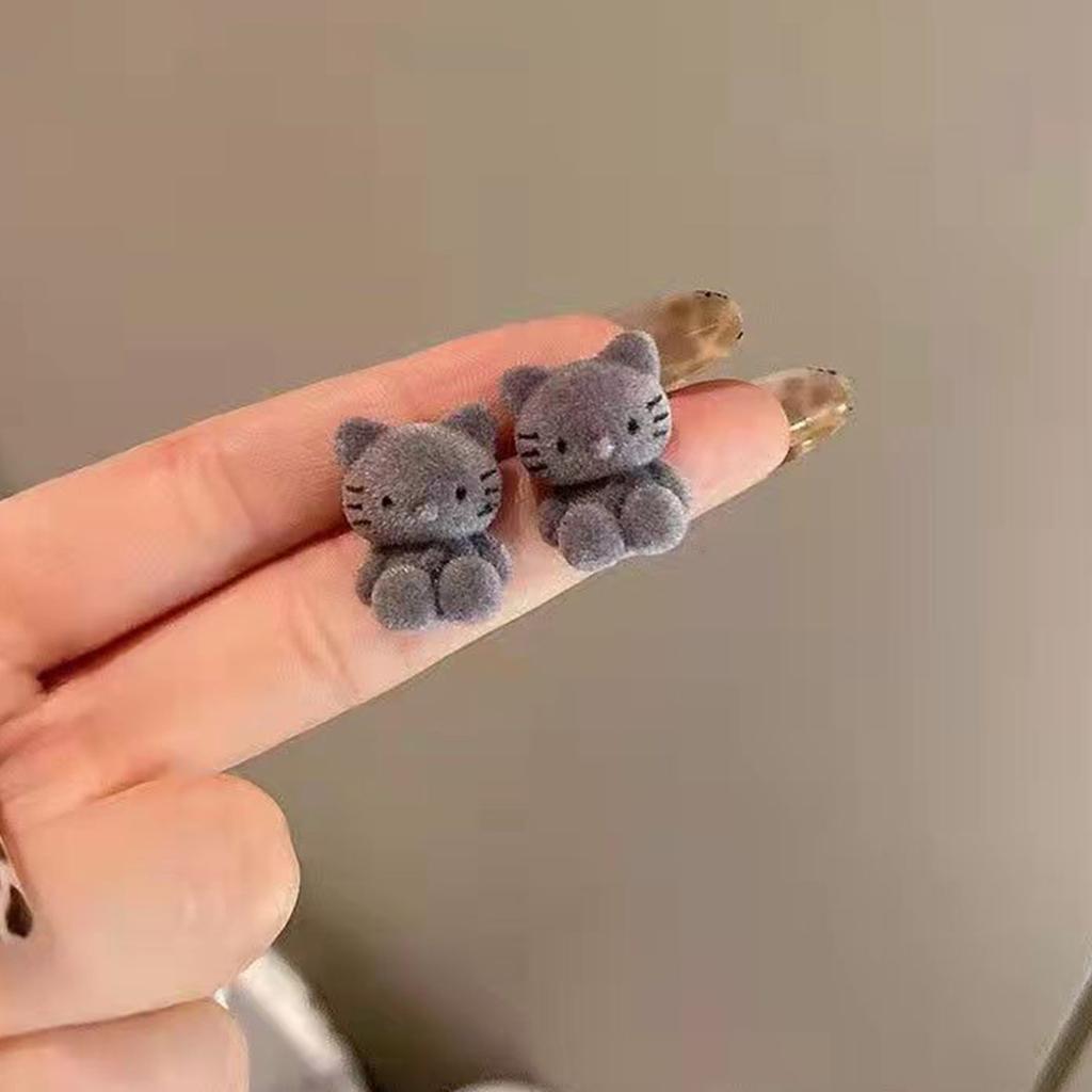 Nadel Samt Katze Ohrringe Cartoon Design Ohrringe Für Frauen Herbst Und Winter Nette Mädchen Ohrringe