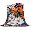 Blue Flower Watercolor Painting Throw Blanket Portable Soft Sofa Blanket Warm Flannel Blanket for Beds Sofa Couch King Full Size