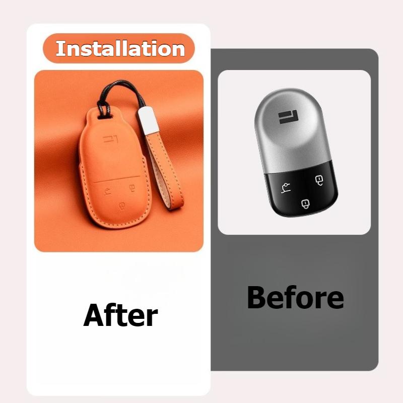 For BAIC JISHI Polestones 01 Rox 2024 2025 2026 Car Leather Key Fob Cover Remote Case Cover Car Keychain Holder Bag Accessories